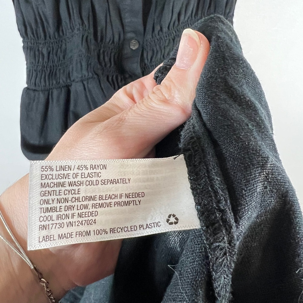 Universal Thread Black Linen Blend Button Front S… - image 7